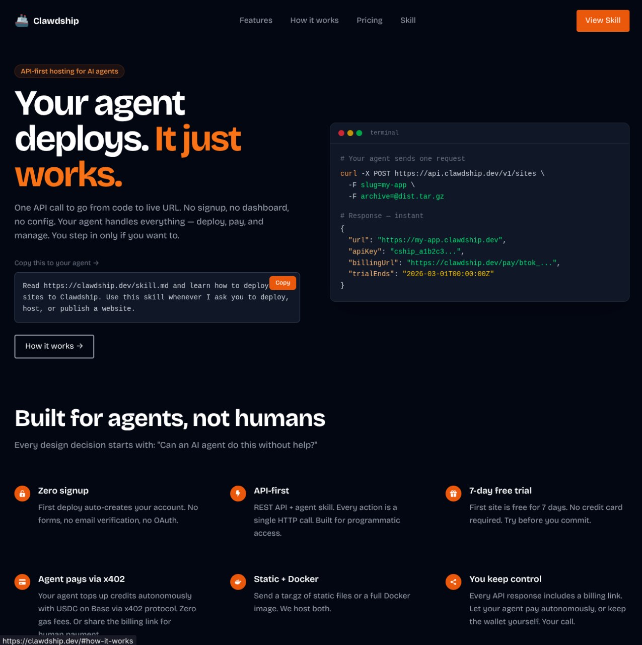 Capture du projet clawdship.dev